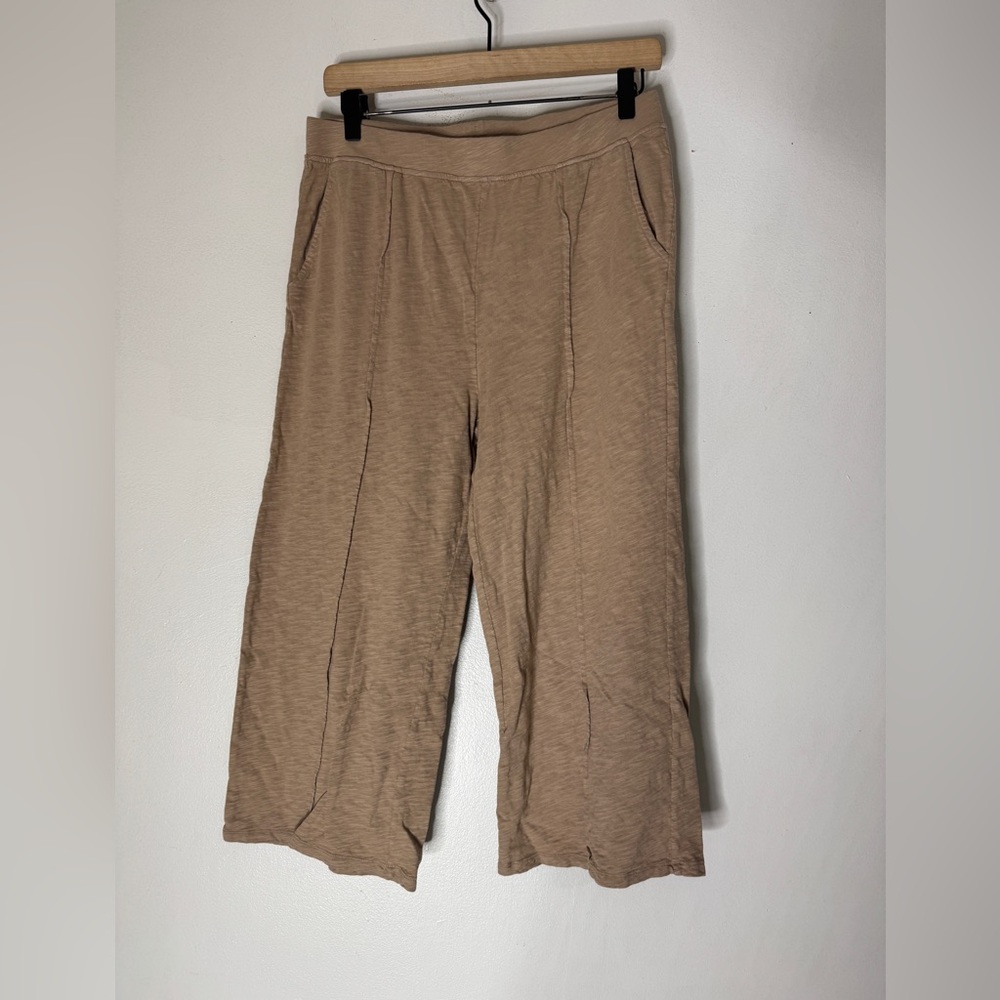 Mododoc Tan Brown Wide Leg Crop Pullā On Cotton Pants Small